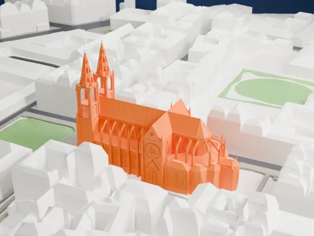 Basilica of Sainte-Clotilde, Paris model, West view