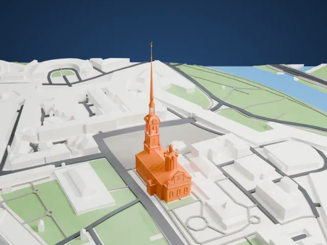 Saints Peter and Paul Cathedral, Saint Petersburg model, East view