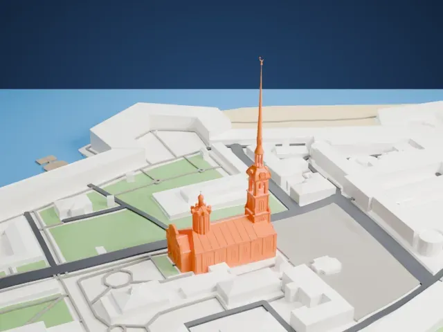 Saints Peter and Paul Cathedral, Saint Petersburg model, North view