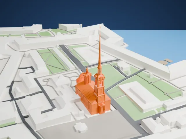 Saints Peter and Paul Cathedral, Saint Petersburg model, West view