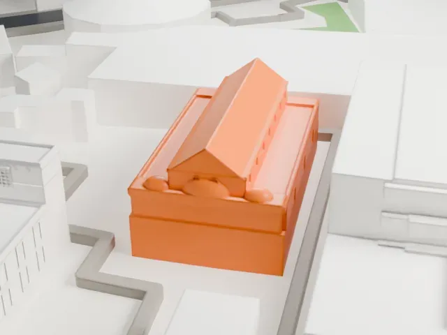 Saints Sergius and Bacchus Church model, East view