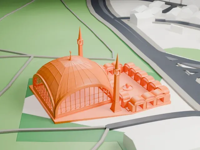 Şakirin Mosque model, East view