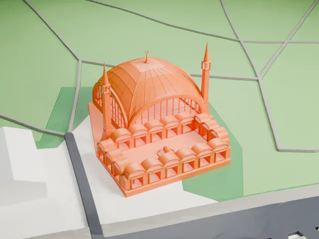 Şakirin Mosque model, North view