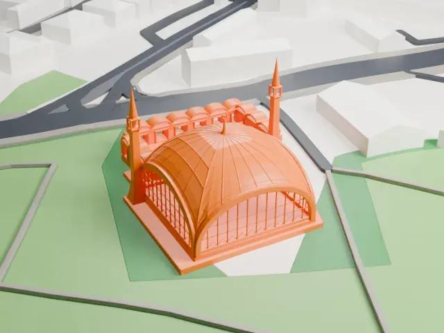 Şakirin Mosque model, South view