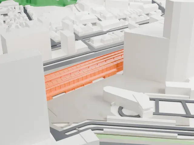 Sakuragichō Station model, East view
