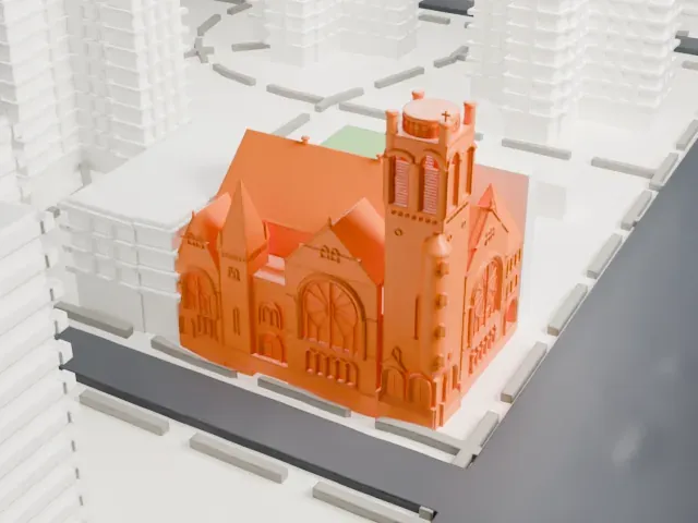 Salem United Methodist Church model, South view