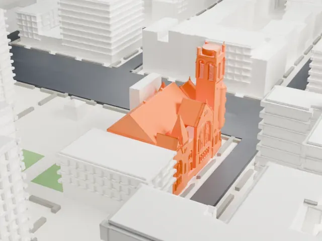 Salem United Methodist Church model, West view