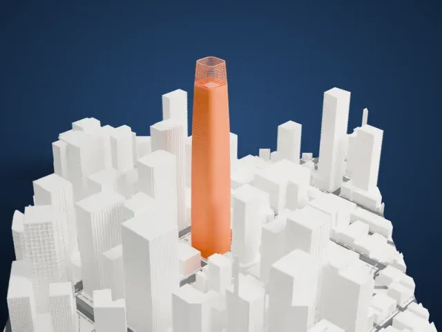 Salesforce Tower model, West view