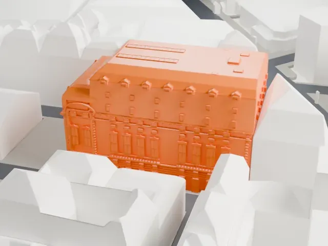 Salle Favart — Opéra-Comique model, East view