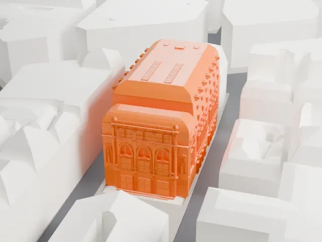 Salle Favart — Opéra-Comique model, South view