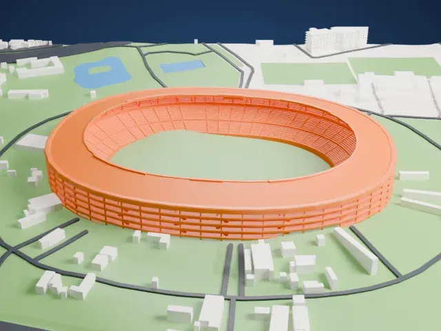 Salt Lake Stadium model, East view