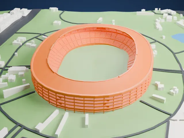 Salt Lake Stadium model, North view