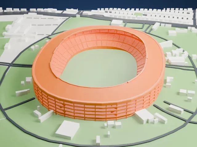 Salt Lake Stadium model, South view