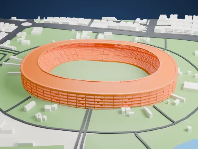 Salt Lake Stadium model, West view