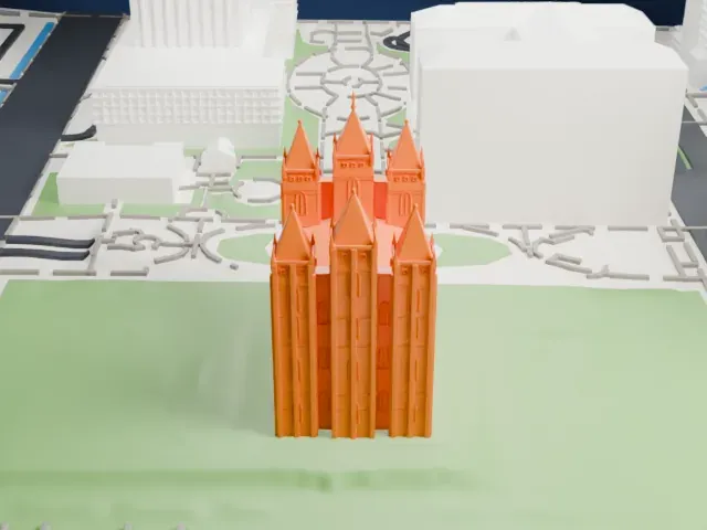 Salt Lake Temple model, West view