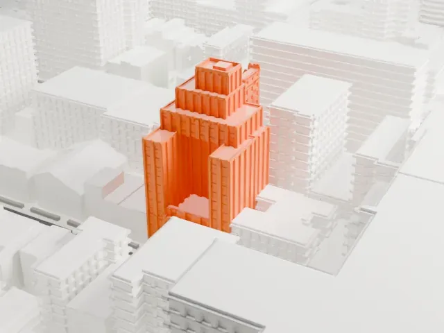 Salvation Army Headquarters model, South view