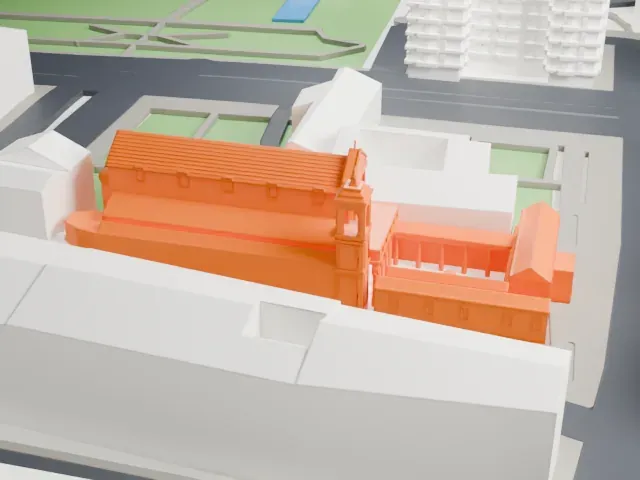 San Clemente, Rome model, South view