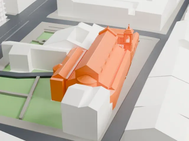 San Clemente, Rome model, West view