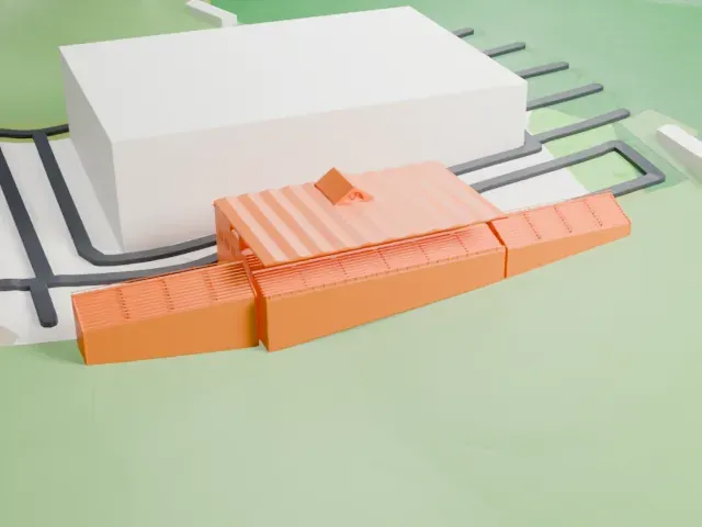 San Marino Stadium model, East view