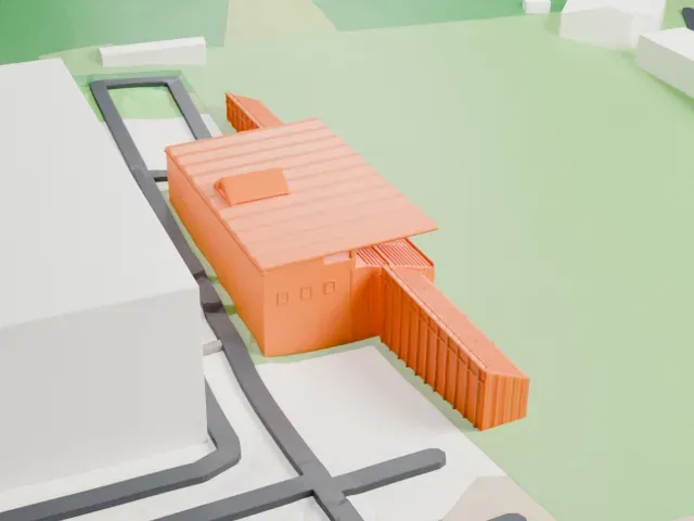 San Marino Stadium model, South view