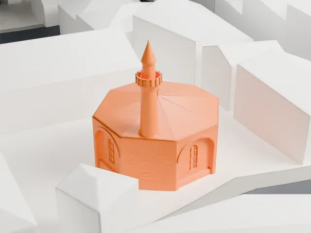 Sancaktar Hayrettin Mosque model, North view