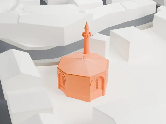 Sancaktar Hayrettin Mosque model, South view