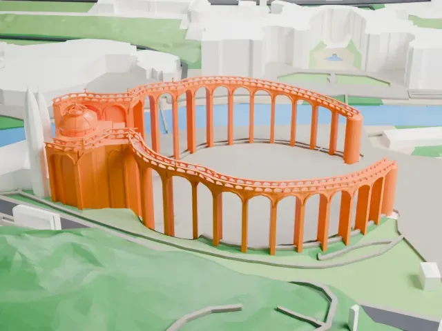 Sanctuary of Our Lady of Lourdes model, South view