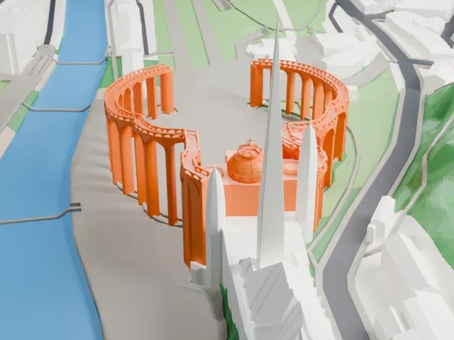 Sanctuary of Our Lady of Lourdes model, West view