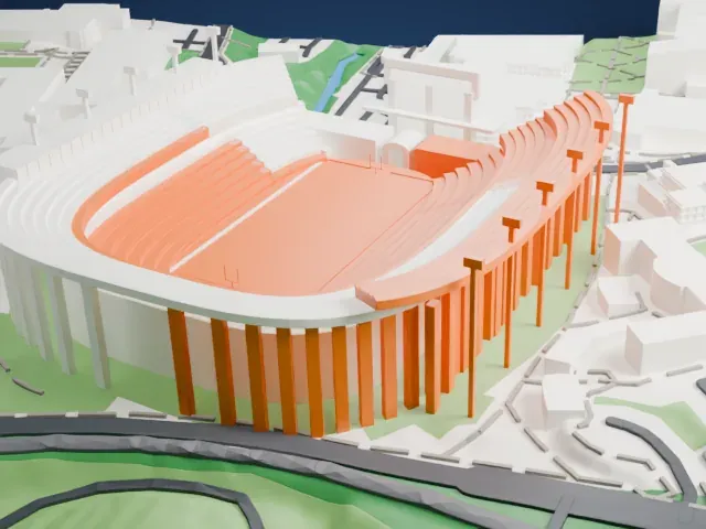 Sanford Stadium model, East view