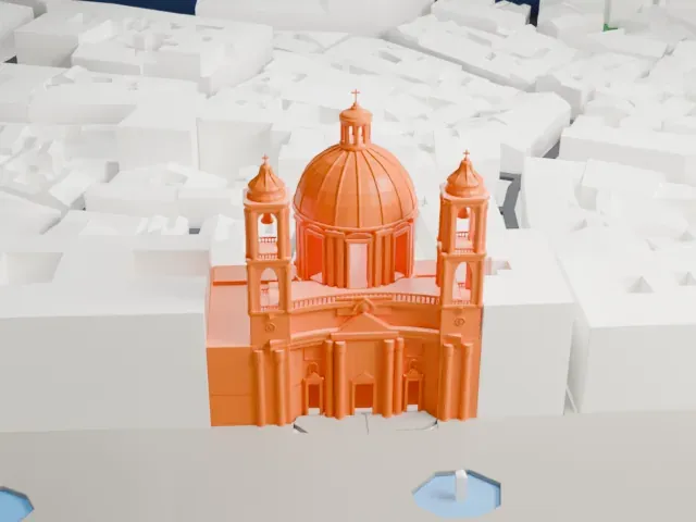 Sant'Agnese in Agone model, East view