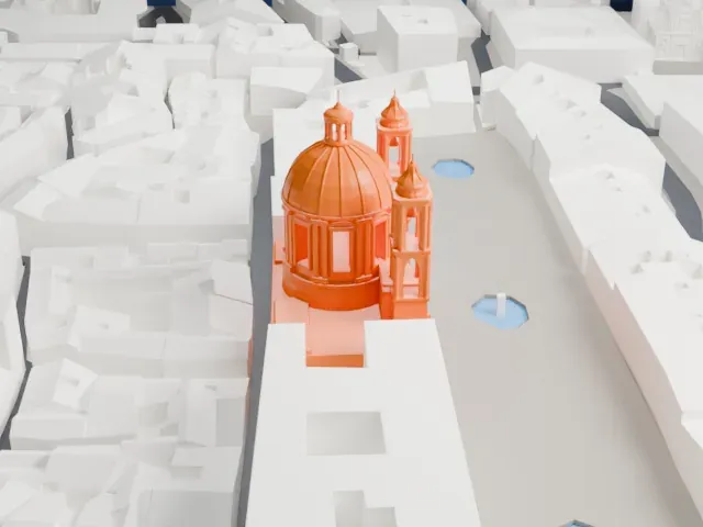 Sant'Agnese in Agone model, South view