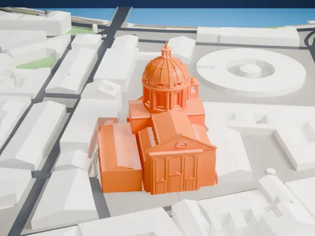 Sant'Ambrogio e Carlo al Corso model, East view