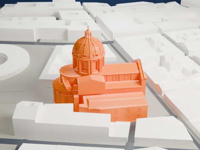 Sant'Ambrogio e Carlo al Corso model, South view