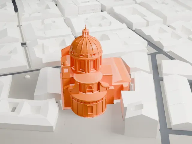 Sant'Ambrogio e Carlo al Corso model, West view