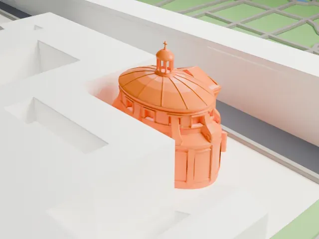 Sant'Andrea al Quirinale model, East view