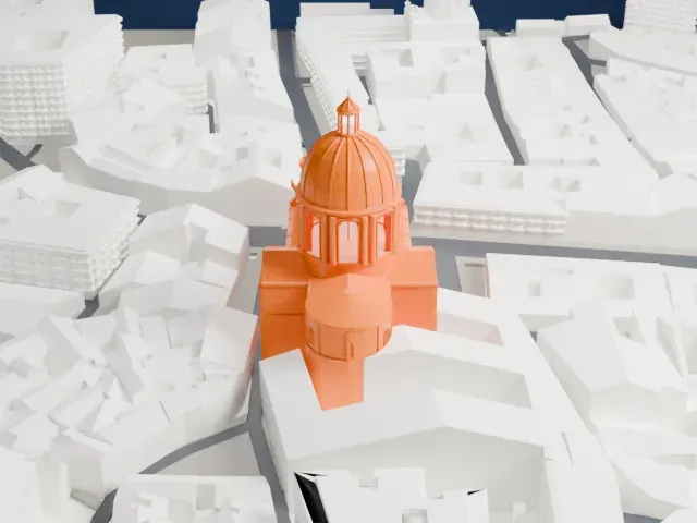 Sant'Andrea della Valle model, South view