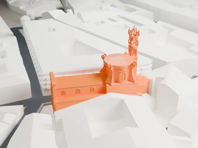 Sant'Andrea delle Fratte model, South view