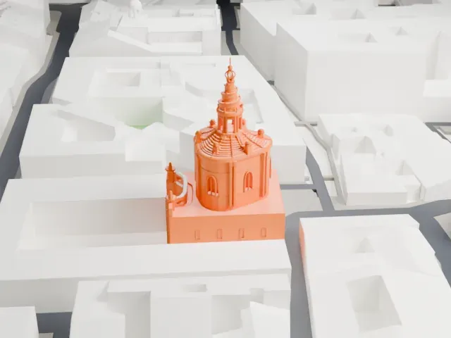 Sant'Ivo alla Sapienza model, South view