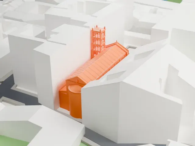 Santa Cecilia in Trastevere model, West view