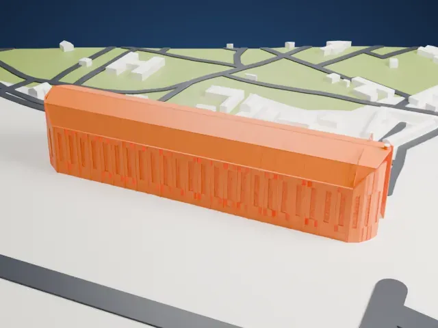 Santa Cruz Zeppelin Hangar model, West view
