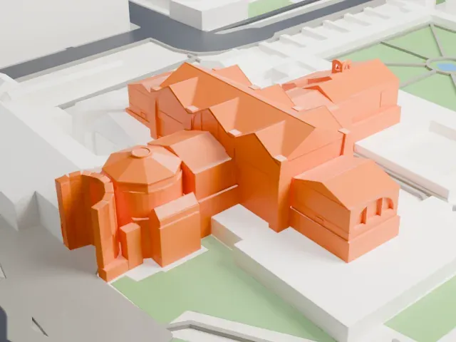Santa Maria degli Angeli e dei Martiri model, South view