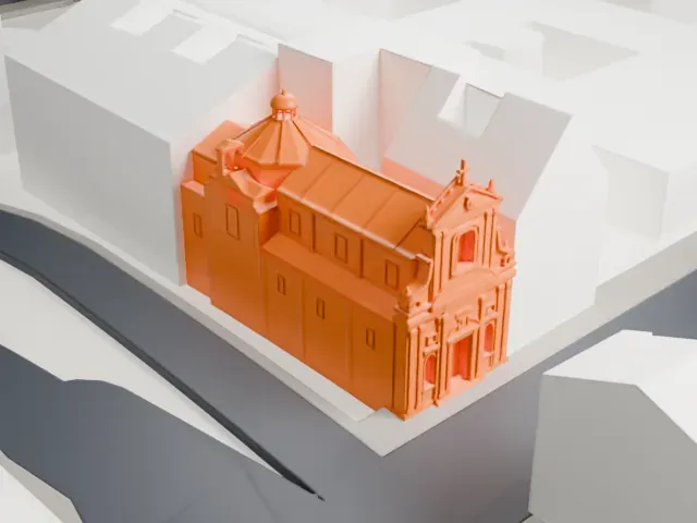 Santa Maria della Vittoria, Rome model, South view