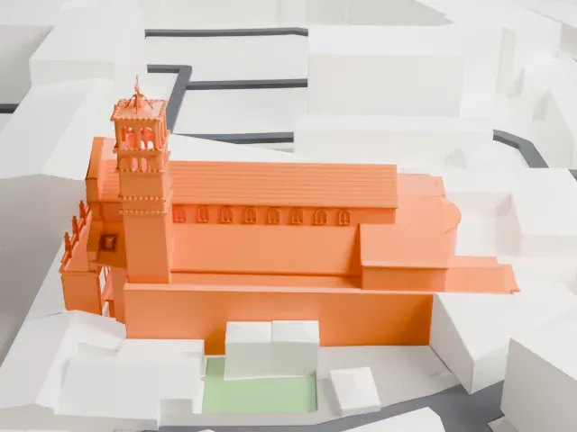 Santa Maria in Trastevere model, North view