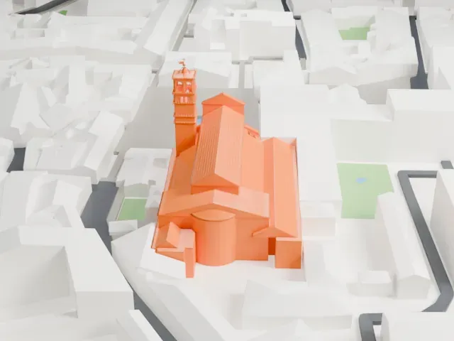 Santa Maria in Trastevere model, West view