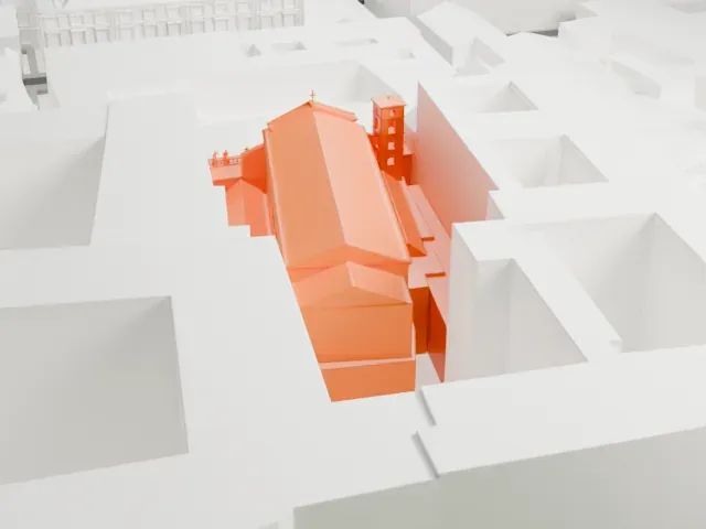 Santi Apostoli, Rome model, East view