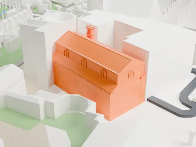 Santi Cosma e Damiano, Rome model, East view