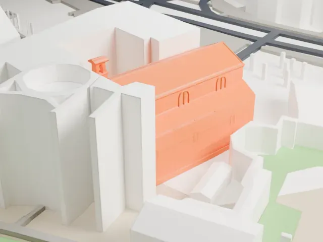 Santi Cosma e Damiano, Rome model, South view