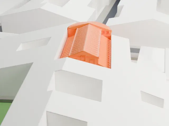 Santi Quattro Coronati model, East view