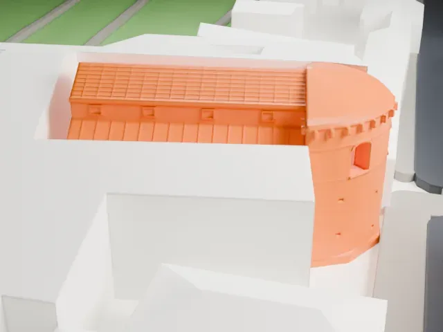 Santi Quattro Coronati model, North view