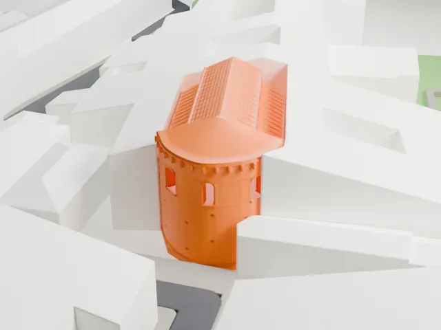 Santi Quattro Coronati model, West view